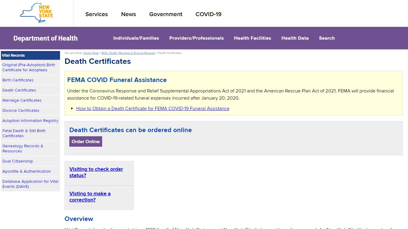 Death Certificates - New York State Department of Health